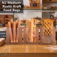 Product Title: Kraft Food Bags with NatureFlex Window | Compostable Biodegradable Paper Display Bags | Plastic-Free Grab-and-Go Deli Packaging Bulk