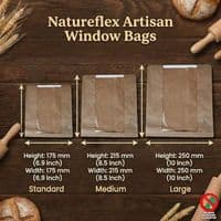 Product Title: Kraft Food Bags with NatureFlex Window | Compostable Biodegradable Paper Display Bags | Plastic-Free Grab-and-Go Deli Packaging Bulk