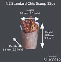 Speed up service with N2 Medium Kraft Chip Scoops (Case of 1,000). 100% plastic-free, water-based greaseproof lining,