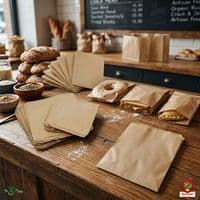 Rustic Kraft Paper Bakery Food Bags | 100% Home Compostable | Standard to Large