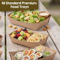 Kraft Basics Compostable & Recyclable Food Trays | Eco-Friendly Open-Top Paperboard Takeaway Trays | Plastic-Free Budget Street Food Containers