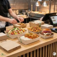 Kraft Basics Compostable & Recyclable Food Trays | Eco-Friendly Open-Top Paperboard Takeaway Trays | Plastic-Free Budget Street Food Containers