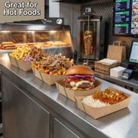 Kraft Basics Compostable & Recyclable Food Trays | Eco-Friendly Open-Top Paperboard Takeaway Trays | Plastic-Free Budget Street Food Containers