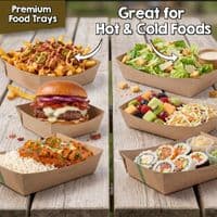 Kraft Basics Compostable & Recyclable Food Trays | Eco-Friendly Open-Top Paperboard Takeaway Trays | Plastic-Free Budget Street Food Containers