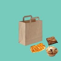 S1 Bulk Kraft Small Biodegradable Compostable Paper Handled Carrier Bags 8.5 x 7