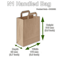 S1 Bulk Kraft Small Biodegradable Compostable Paper Handled Carrier Bags 8.5 x 7