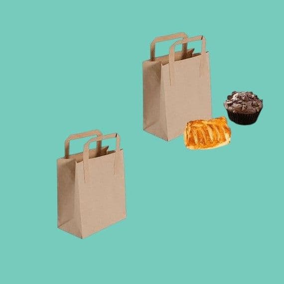 S1 Bulk Kraft Small Biodegradable Compostable Paper Handled Carrier Bags 8.5 x 7