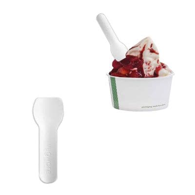 S1 Bulk Paper Biodegradable Compostable Mini Ice Cream Dessert Spoon 3.5