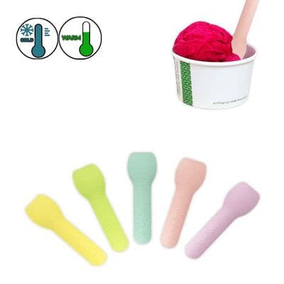S1 Paper Biodegradable Compostable Multi Colour Ice Cream Dessert Spoons x 50