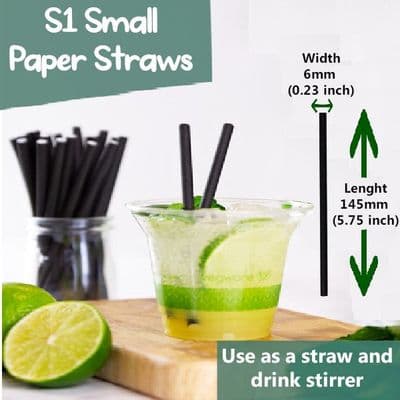 S1 Small Biodegradable Compostable Cocktail Stirrer Straws 6mm (Pack of 250)