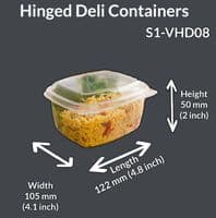 S1 Small Biodegradable Compostable Hinged Dessert Deli Salad Container 8oz x 50