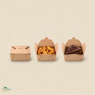 S1 Small Compostable Eco-Friendly Leakproof Kraft Takeaway Boxes | 4 x 3