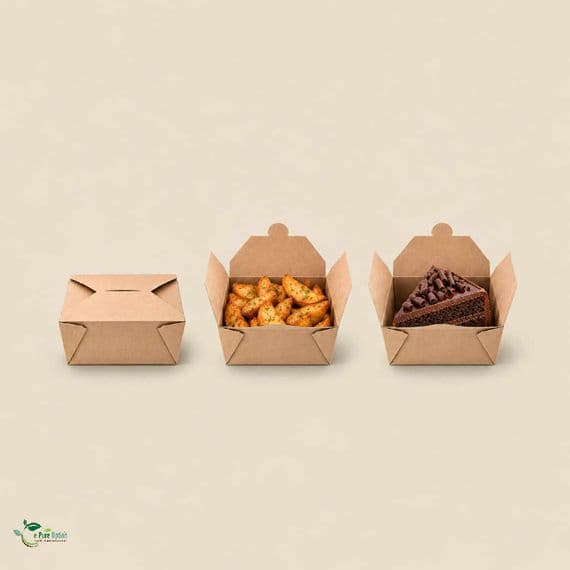 S1 Small Compostable Eco-Friendly Leakproof Kraft Takeaway Boxes | 4 x 3
