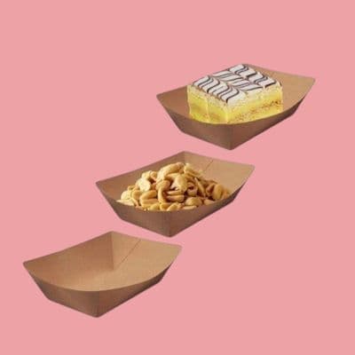 S1 Small Kraft Budget Compostable Bakery & Snack Trays 4oz x 1000