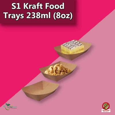 S1 Small Kraft Compostable Bakery & Snack Trays | Eco-Friendly | 238ml (8oz)