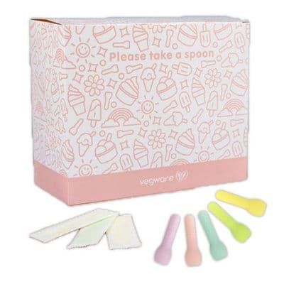 S1 Small Wrapped Biodegradable Compostable Multi Colour Ice Cream Dessert Spoons 3.5