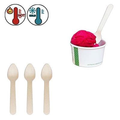S1 Wood Small Biodegradable Compostable Dessert & Tea Spoons 4