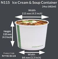 Simply White Compostable Soup & Ice Cream Containers 24oz | Pack of 25