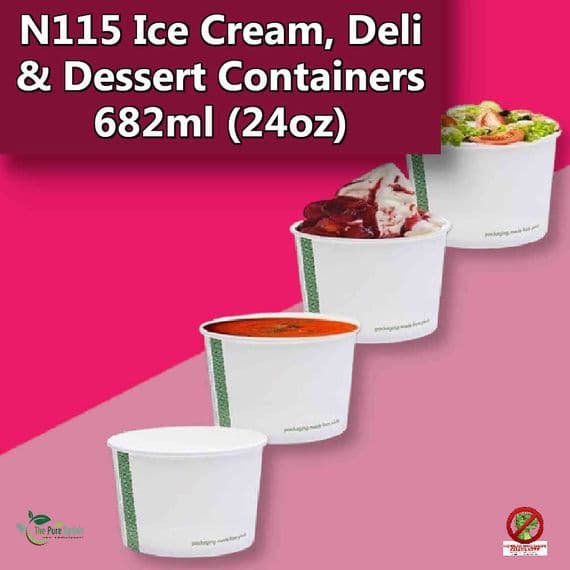 Simply White Compostable Soup & Ice Cream Containers 24oz | Pack of 25