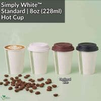Simply White Compostable Single-Wall Paper Hot Cups (4oz to 20oz) | The Pure Option