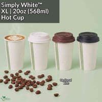 Simply White Compostable Single-Wall Paper Hot Cups (4oz to 20oz) | The Pure Option