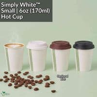 Simply White Compostable Single-Wall Paper Hot Cups (4oz to 20oz) | The Pure Option