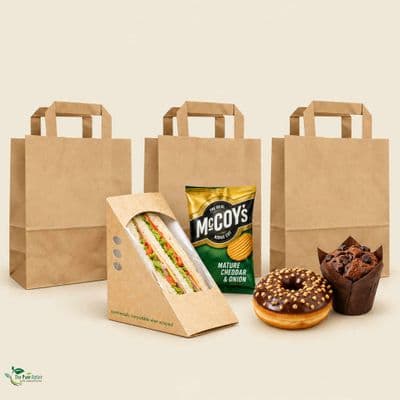 Small Compostable Kraft Paper Carrier Bags with Handles