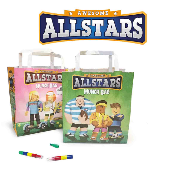 Sports Biodegradable Party Bags & Crayons 8x3