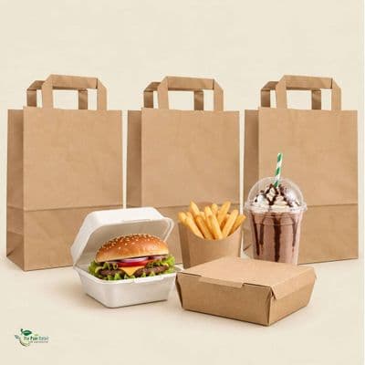 Standard Compostable Kraft Paper Carrier Bags with Handles