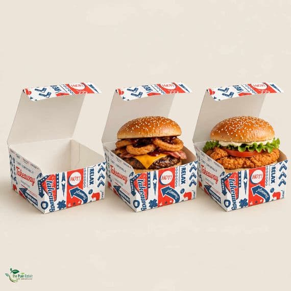 Standard Freshco Compostable Burger Boxes | 667ml (22.5oz) | Pack of 50