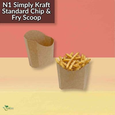 Standard Kraft Compostable Biodegradable Chips & Fries Scoop Boxes | Pack of 100