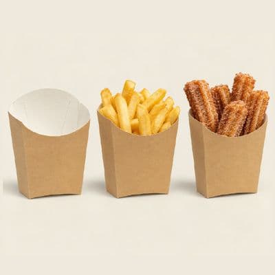 Standard Kraft Compostable Biodegradable Chips & Fries Scoop Boxes | Pack of 50