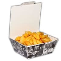 Standard Retro Newsprint Compostable Takeaway Boxes | Pack of 50