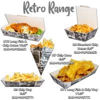 Standard Retro Newsprint Compostable Takeaway Boxes | Pack of 50