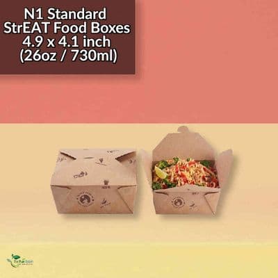 Standard StrEAT Biodegradable Compostable Disposable Food Box | Pack of 50