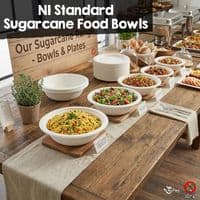 Sugarcane Bagasse Tableware Range: Eco-Friendly & Compostable | Packs of 50–125)