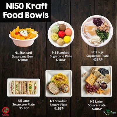 Sugarcane Bagasse Tableware Range: Eco-Friendly & Compostable | Packs of 50–125)