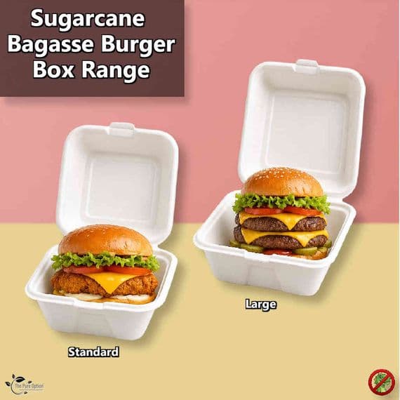 Purely White Sugarcane Takeaway Boxes | Compostable & Leak-Proof