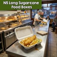 Purely White Sugarcane Takeaway Boxes | Compostable & Leak-Proof