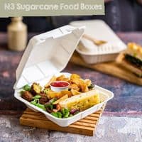 Purely White Sugarcane Takeaway Boxes | Compostable & Leak-Proof