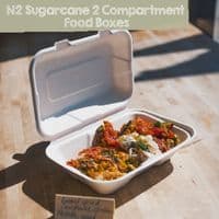 Purely White Sugarcane Takeaway Boxes | Compostable & Leak-Proof