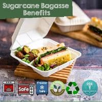 Purely White Sugarcane Takeaway Boxes | Compostable & Leak-Proof