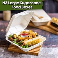 Purely White Sugarcane Takeaway Boxes | Compostable & Leak-Proof