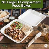 Purely White Sugarcane Takeaway Boxes | Compostable & Leak-Proof