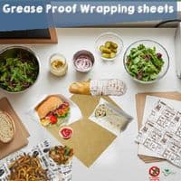 Sustainable Compostable Greaseproof Food Wrap Sheets (8 types to choose from)