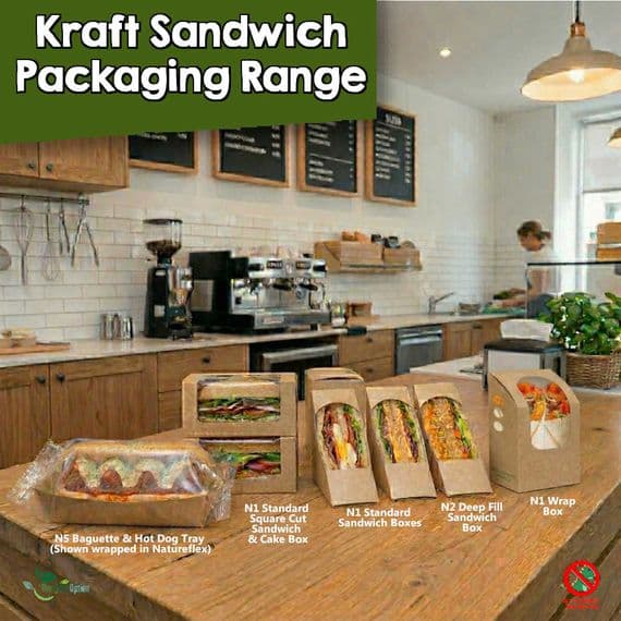 Compostable Kraft Sandwich Wedge Boxes | UK Made | The Pure Option