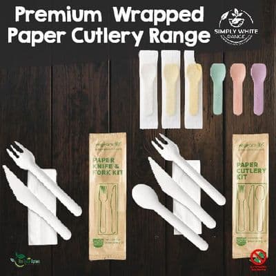 Wrapped Paperboard Cutlery | Compostable & Eco-Friendly Utensils (Bulk Pack)