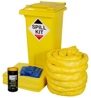 120 Litre Chemical Spill Kit | Yellow Wheeled Bin | CSK120