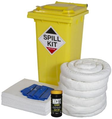120 Litre Oil & Fuel Spill Kit | Yellow Wheeled Bin  | OSK120