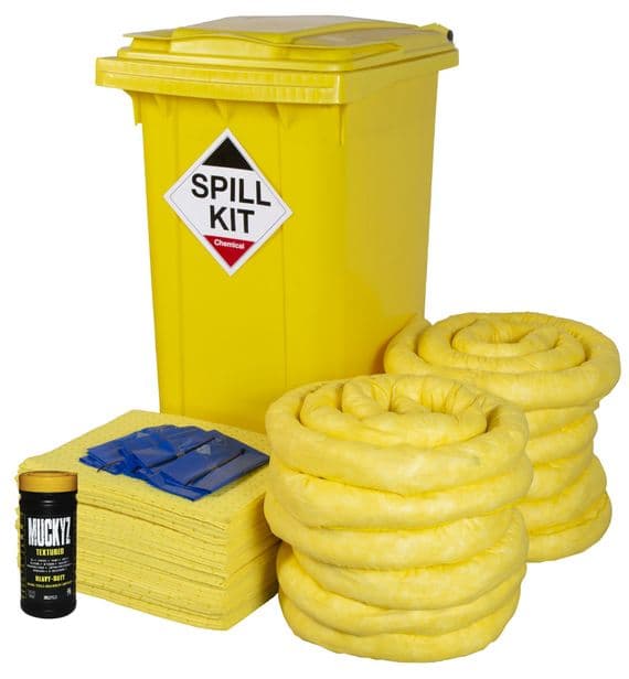 240 Litre Chemical Spill Kit | Yellow Wheeled Bin | CSK240